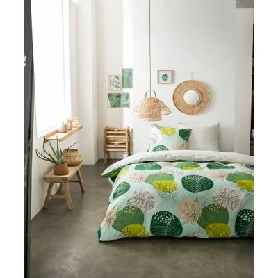 Parure de lit en coton vert 240x260 | Maisons du Monde
