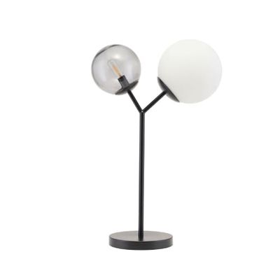 Lampe à poser 2 lumières métal/verre noir H56cm | Maisons du Monde