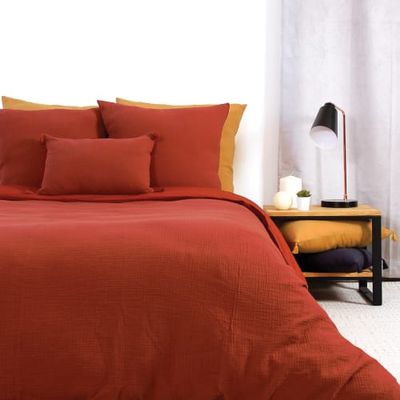 Parure de lit en coton ocre 240x260 | Maisons du Monde