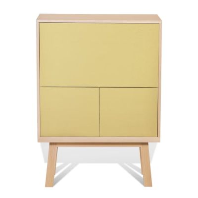 Bureau secrétaire avec rangement en frêne jaune lunaire | Maisons du Monde