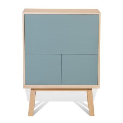Bureau secrétaire avec rangement en frêne bleu briac | Maisons du Monde