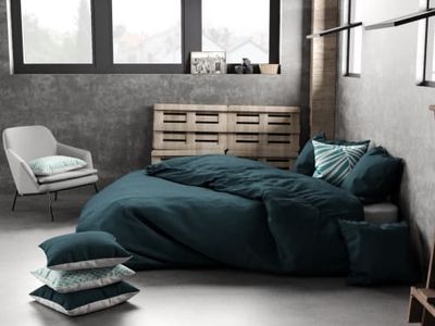 Housse de couette lin bleu 240x260 cm | Maisons du Monde