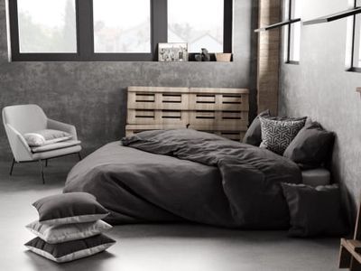 Housse de couette lin gris foncé 240x260 cm | Maisons du Monde