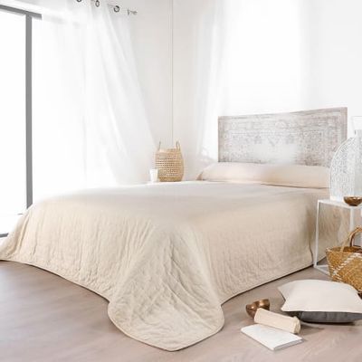 Jeté de lit naturel coton beige 260x240 | Maisons du Monde