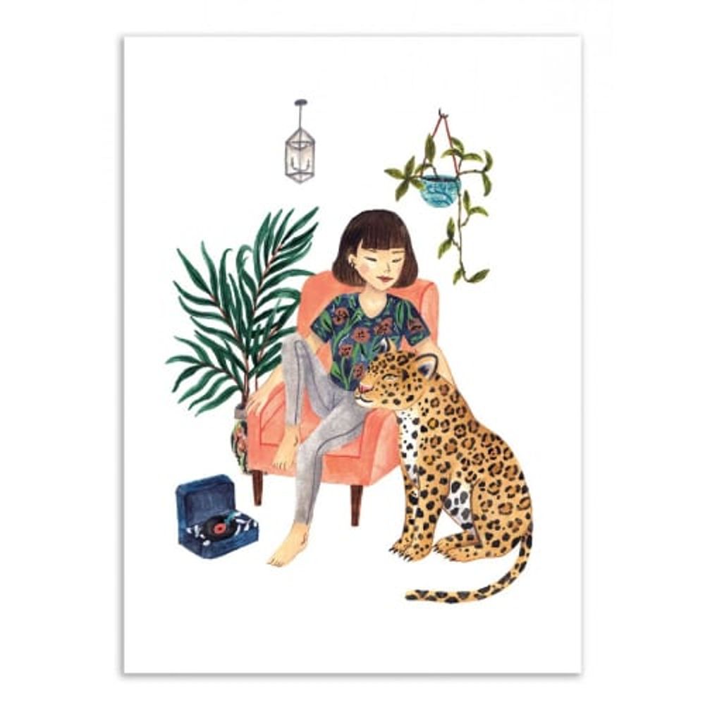 JAGUAR AND GIRL -  Affiche d'art 50 x 70 cm | Maisons du Monde