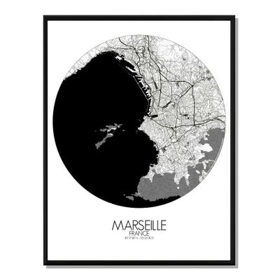 MARSEILLE - Carte City Map Rond 40x50cm | Maisons du Monde