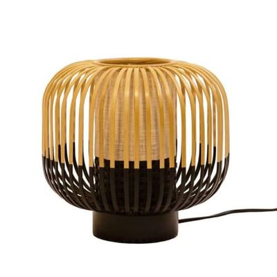 Lampe à poser bambou/noir H24cm | Maisons du Monde