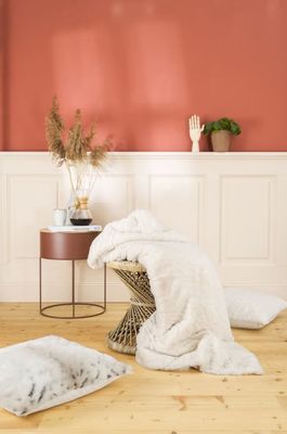 Plaid fausse fourrure leopard  avec doublure unie 200x150 | Maisons du Monde
