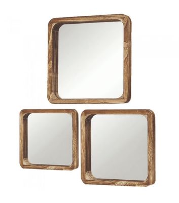 Set de 3 miroirs décoratifs carrés en bois | Maisons du Monde