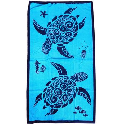 Serviette de plage éponge velours bleu turquoise pilina 90 x 170 | Maisons du Monde