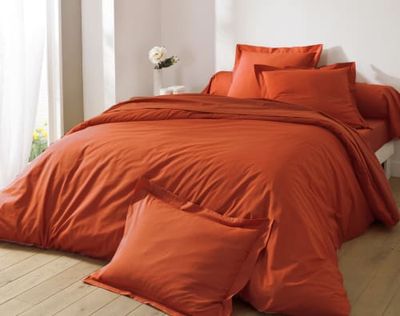 Housse de couette 200x200 en percale coton  orange terracotta | Maisons du Monde