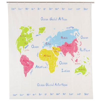Rideau de douche mappemonde multicolore | Maisons du Monde