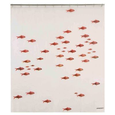 Rideau de douche imprimé poissons rouges blanc et rouge | Maisons du Monde