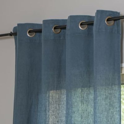 Rideau en lin lavé 140x290 Bleu de Prusse | Maisons du Monde