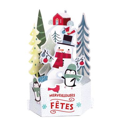 Carte de voeux noël pop-up 3d bonhomme de neige | Maisons du Monde