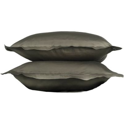Taie d'oreiller en satin de coton 50x70 Vert kaki | Maisons du Monde