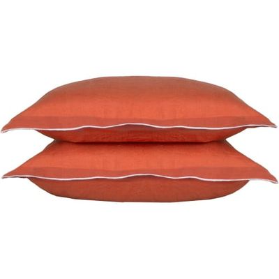 Taie d'oreiller en lin lavé 50x70 Terracotta | Maisons du Monde