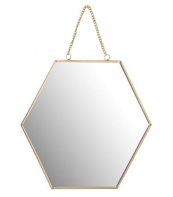 Miroir doré suspendu avec chaînette 30x26 | Maisons du Monde