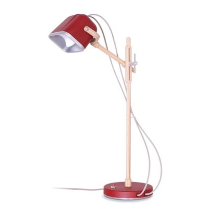 Lampe à poser rouge et bois H60cm | Maisons du Monde