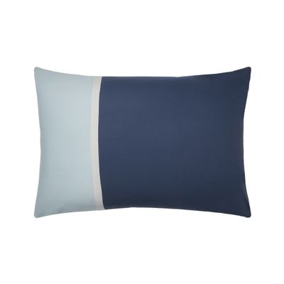 Taie d'oreiller bicolore en coton bleu 50x70 | Maisons du Monde