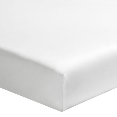 Drap housse uni en percale de coton blanc 140x200 | Maisons du Monde