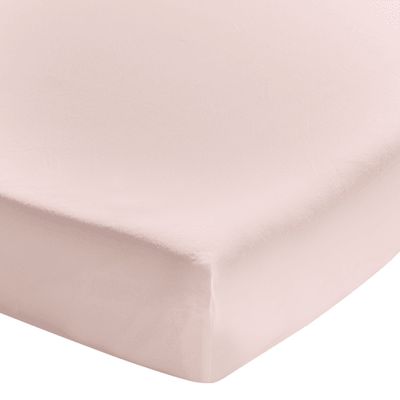 Drap housse uni en coton lavé rose Nude 140x200 | Maisons du Monde