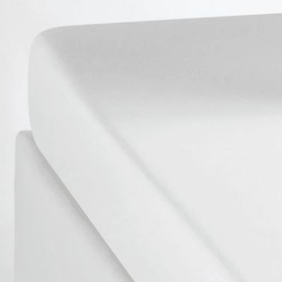 Drap housse coton lavé blanc 140x200 | Maisons du Monde