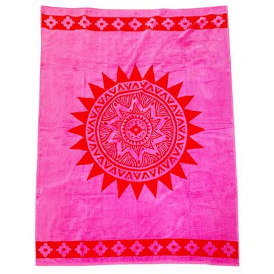 Serviette de plage éponge velours rose sunland 140 x 180 | Maisons du Monde