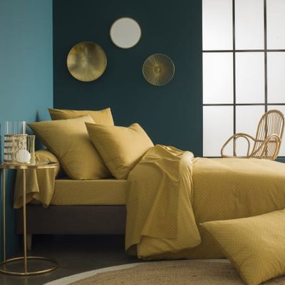 Parure de lit imprimée en bambou jaune curry 220x240 | Maisons du Monde
