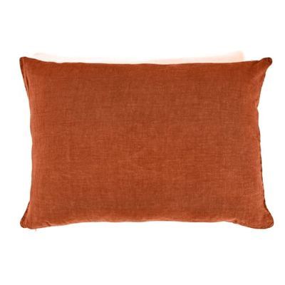 Taie d'oreiller en lin pur lavé Orange Foncé 50x70 | Maisons du Monde
