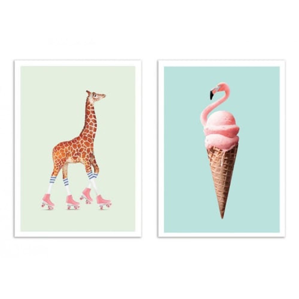 DUO POP ANIMALS -  2 Affiches d'art 30 x 40 cm | Maisons du Monde