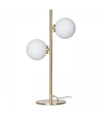 Lampe à poser métal doré et 2 globes en verre blanchi H53cm | Maisons du Monde