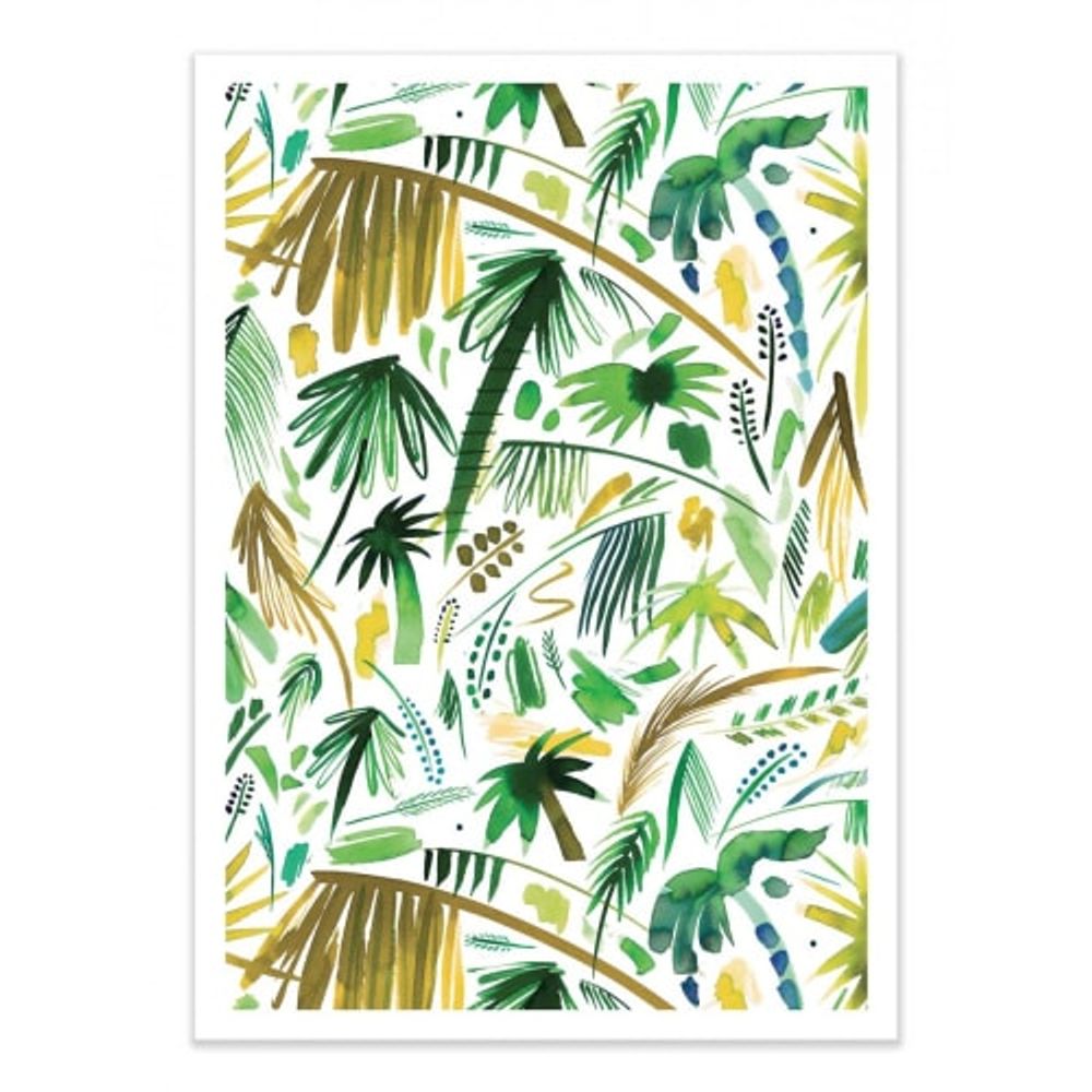BRUSHSTROKES PALMS GREEN -   Affiche d'art 50 x 70 cm | Maisons du Monde