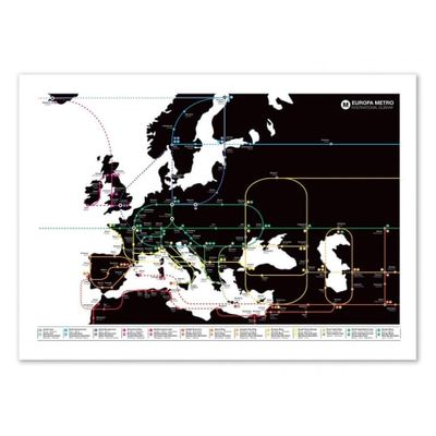 EUROPA METRO MAP -  Affiche d'art 50 x 70 cm | Maisons du Monde