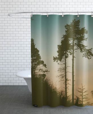 Rideau de douche en polyester en Noir & Turquoise/150x200 | Maisons du Monde