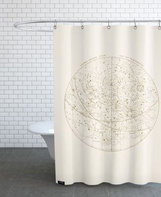 Rideau de douche en polyester en Blanc ivoire & Marron/150x200 | Maisons du Monde