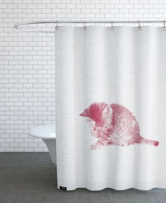 Rideau de douche en polyester en Blanc & Rouge/150x200 | Maisons du Monde