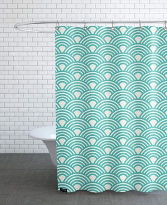 Rideau de douche en polyester en Blanc & Turquoise/150x200 | Maisons du Monde