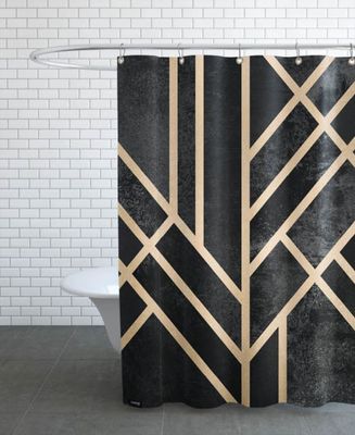 Rideau de douche en polyester en Jaune & Noir/150x200 | Maisons du Monde