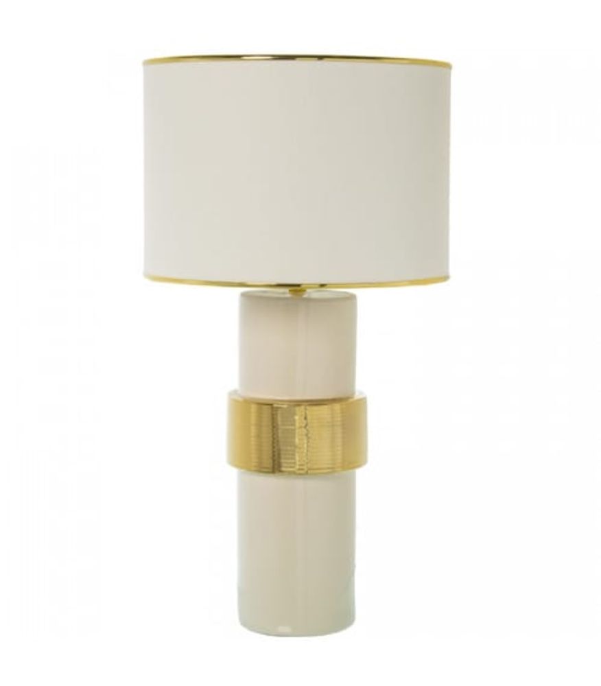 Lampe à poser céramique blanc et doré H63cm | Maisons du Monde