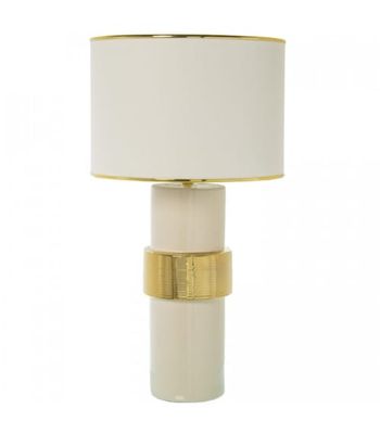 Lampe à poser céramique blanc et doré H63cm | Maisons du Monde