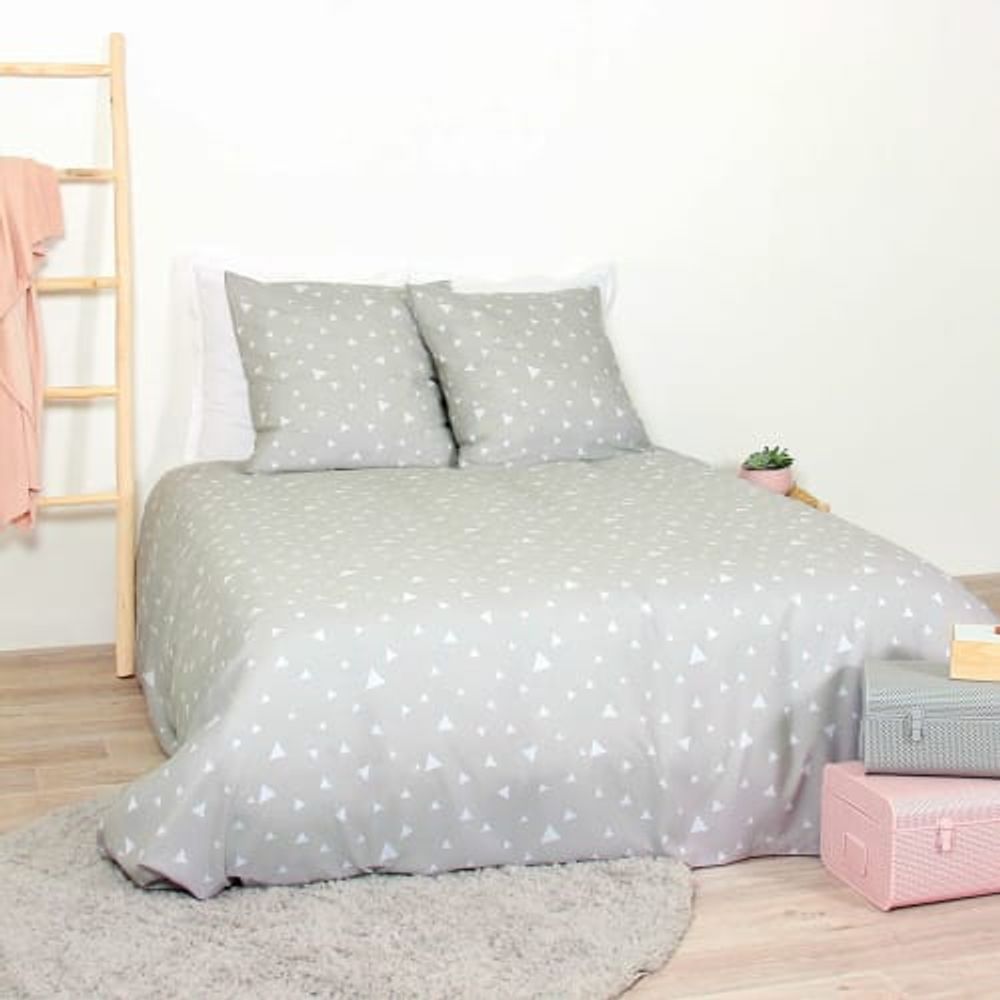 Parure de housse de couette polyester gris 220x240 cm | Maisons du Monde
