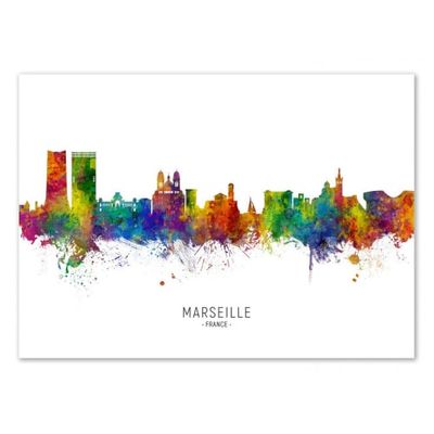 MARSEILLE SKYLINE (COLORED VERSION) - Affiche d'art 50 x 70 cm | Maisons du Monde