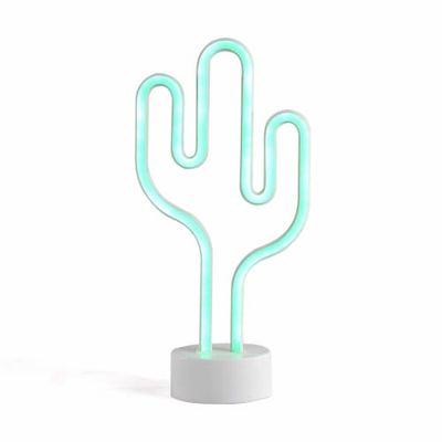 Lampe neon cactus en plastique blanc | Maisons du Monde