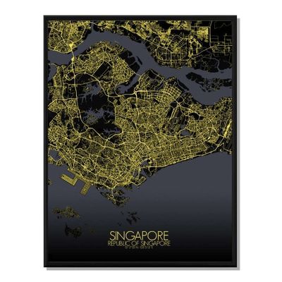 SINGAPOUR - Carte City Map Nuit 40x50cm | Maisons du Monde