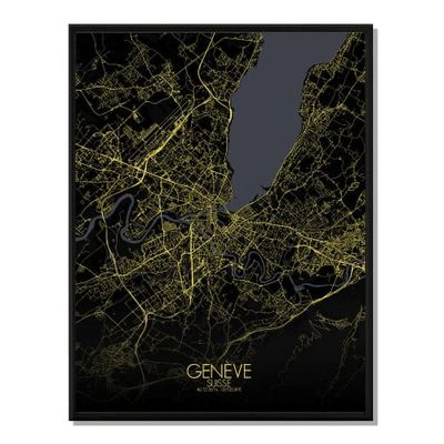 GENEVE - Carte City Map Nuit 40x50cm | Maisons du Monde