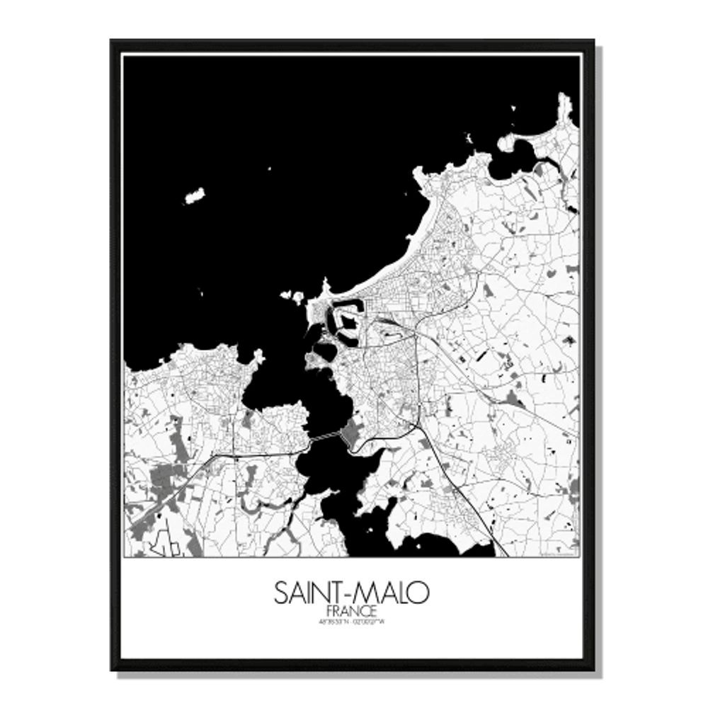 ST MALO - Carte City Map N&B | Maisons du Monde