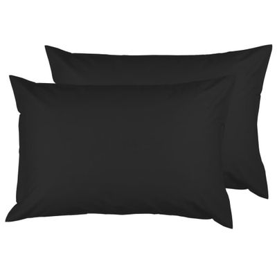 Lot de 2 taies d'oreiller en coton  Noir 50x70 cm | Maisons du Monde