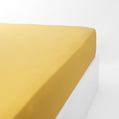 Drap housse jersey extensible en coton jaune or 160x200 cm | Maisons du Monde