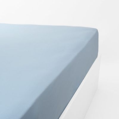 Drap housse jersey extensible en coton bleu clair 180x200 cm | Maisons du Monde